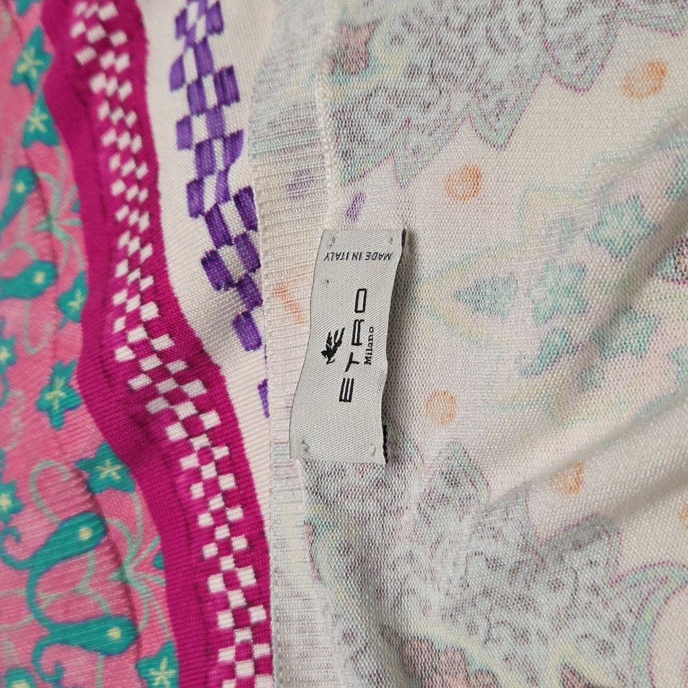 ETRO Milano Silk Pastel Geometric Print Blouse SZ L - Picture 6 of 6